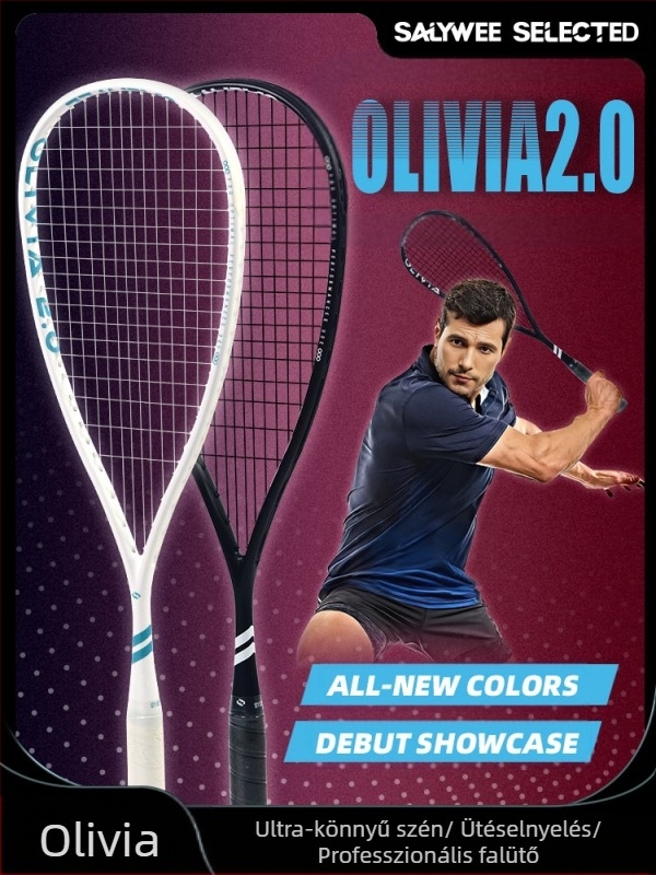 Salywee továbbfejlesztett, teljes karbonból készült, professzionális sport squash ütő Olivia 2.0 integrált, ultrakönnyű, 155±5g