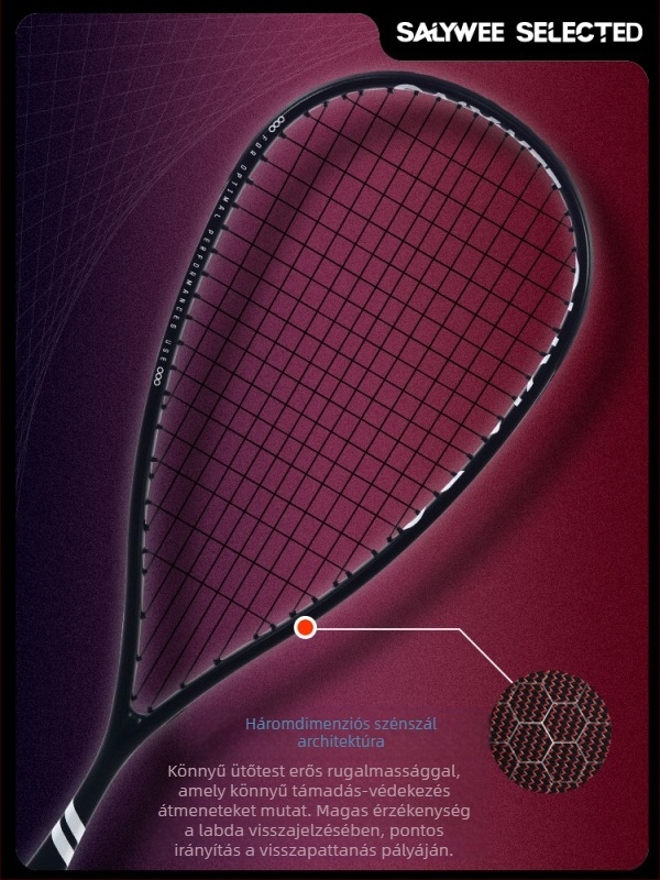 Salywee továbbfejlesztett, teljes karbonból készült, professzionális sport squash ütő Olivia 2.0 integrált, ultrakönnyű, 155±5g