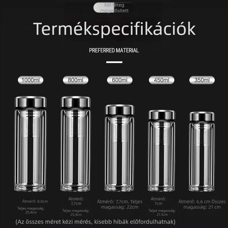 raktáron Okos vizespohár Kétrétegű üvegpohár Áztató teáspohár Férfi Átlátszó Meleg Kijelzővel Tea Vízelválasztás Szigeteléses Vizespohár