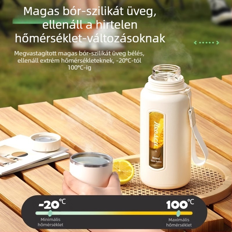 Enermei üveg vizespohár nagy kapacitású lányoknak új tea vízelválasztásos tea hordozható nyári cseppálló magas hőmérsékletnek ellenálló