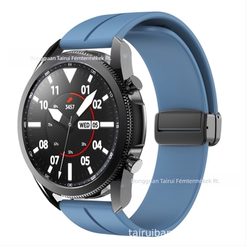 20/22 mm-es mágneses, összecsukható csattal ellátott Samsung Watch 5/4/3 Huawei Gt3/2 Pro szilikonszíjhoz alkalmas