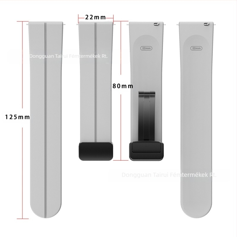 20/22 mm-es mágneses, összecsukható csattal ellátott Samsung Watch 5/4/3 Huawei Gt3/2 Pro szilikonszíjhoz alkalmas