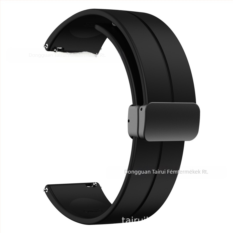 20/22 mm-es mágneses, összecsukható csattal ellátott Samsung Watch 5/4/3 Huawei Gt3/2 Pro szilikonszíjhoz alkalmas