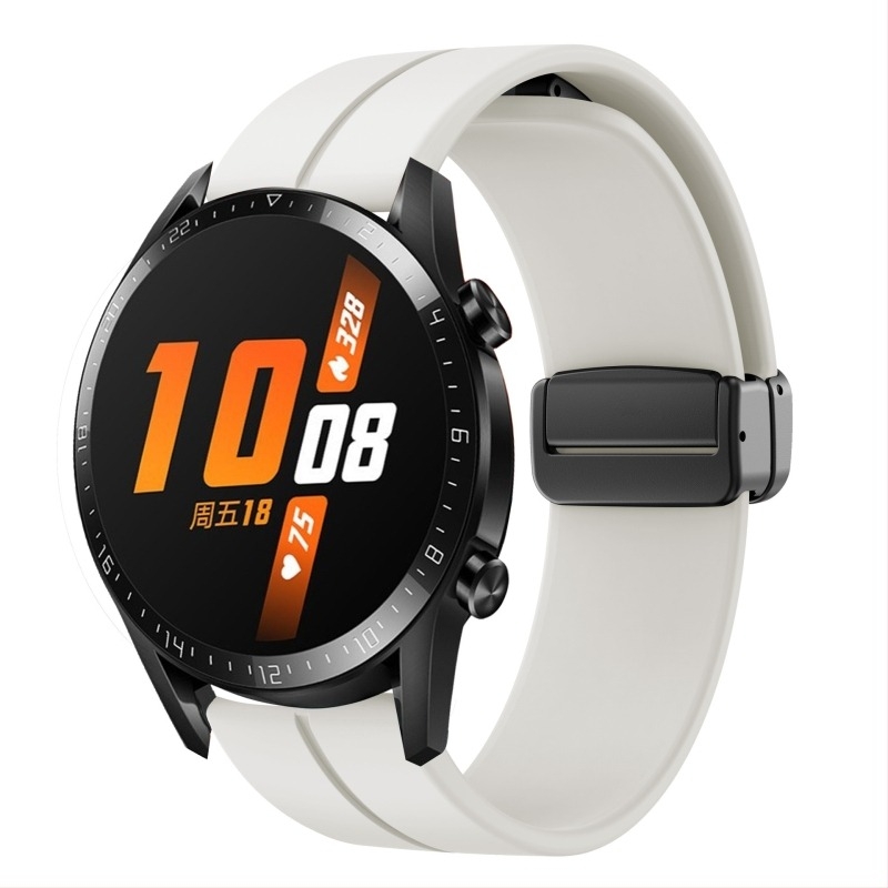 20/22 mm-es mágneses, összecsukható csattal ellátott Samsung Watch 5/4/3 Huawei Gt3/2 Pro szilikonszíjhoz alkalmas