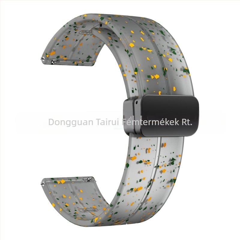 20/22 mm-es mágneses, összecsukható csattal ellátott Samsung Watch 5/4/3 Huawei Gt3/2 Pro szilikonszíjhoz alkalmas