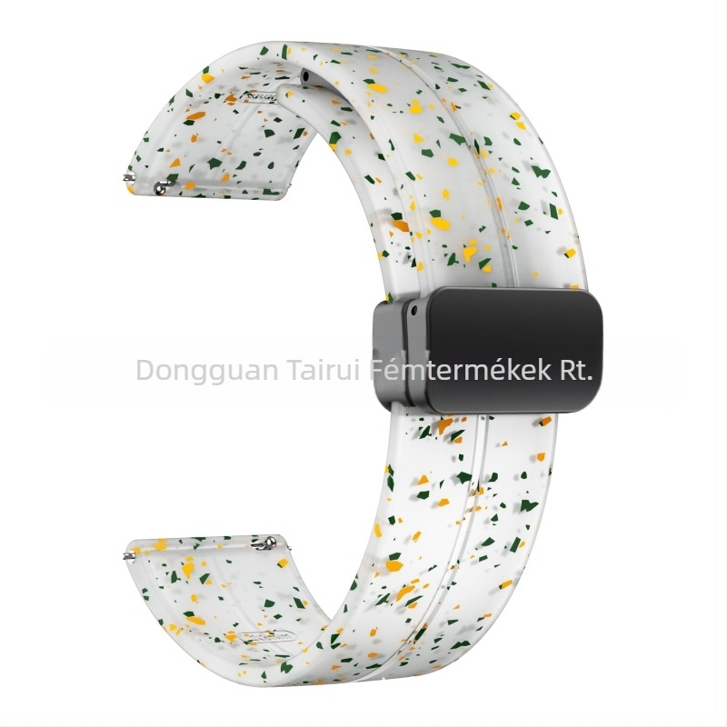 20/22 mm-es mágneses, összecsukható csattal ellátott Samsung Watch 5/4/3 Huawei Gt3/2 Pro szilikonszíjhoz alkalmas