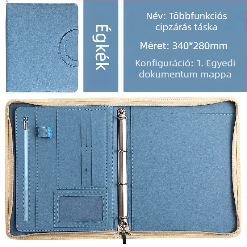 Spot multifunkcionális A4-es mappa PU bőr laza levelű cipzáras táska irodai üzleti táska menedzser mappa egyedi nagykereskedelem