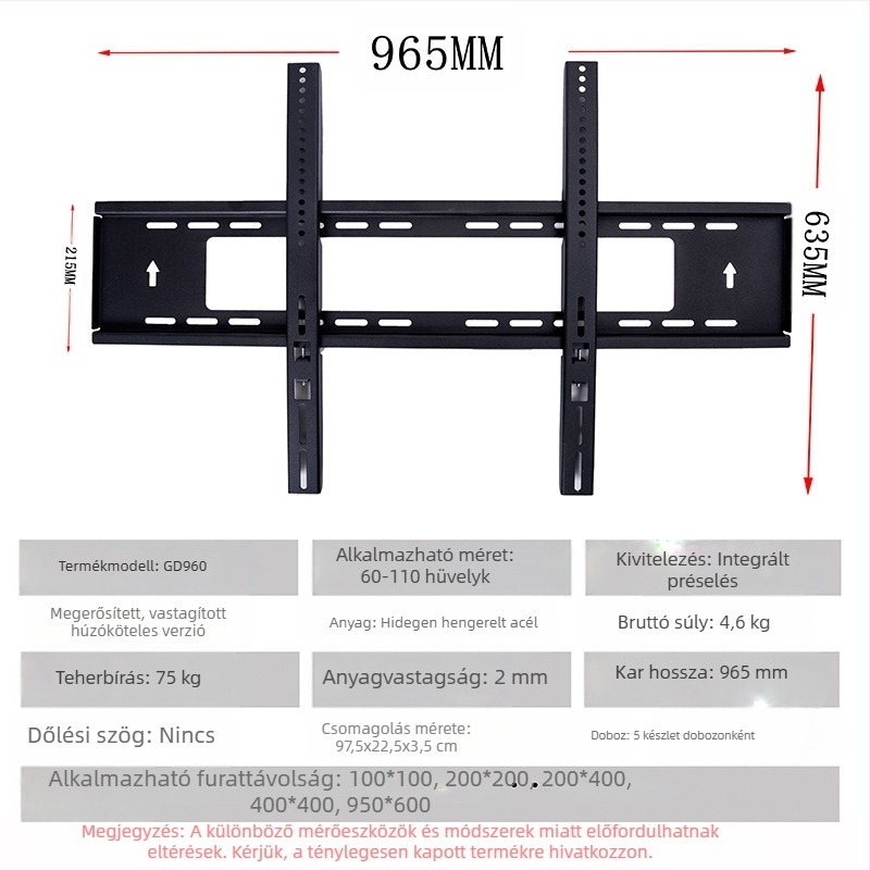 TV-tartó, TV-állvány, TV-állvány, teleszkópos TV-állvány, 14-120 hüvelykes, nagykereskedelmi árú fali tartó