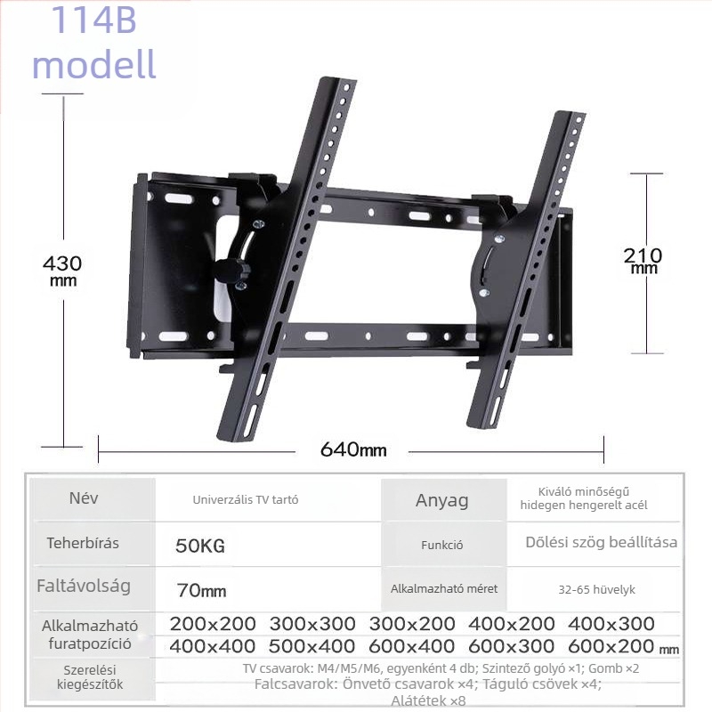 TV-tartó, TV-állvány, TV-állvány, teleszkópos TV-állvány, 14-120 hüvelykes, nagykereskedelmi árú fali tartó
