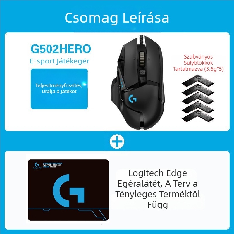 Logitech G502HERO vezetékes játék egér Master SE elektromos verseny mechanikus ellensúly evés csirke cf makró programozás kicsomagolás