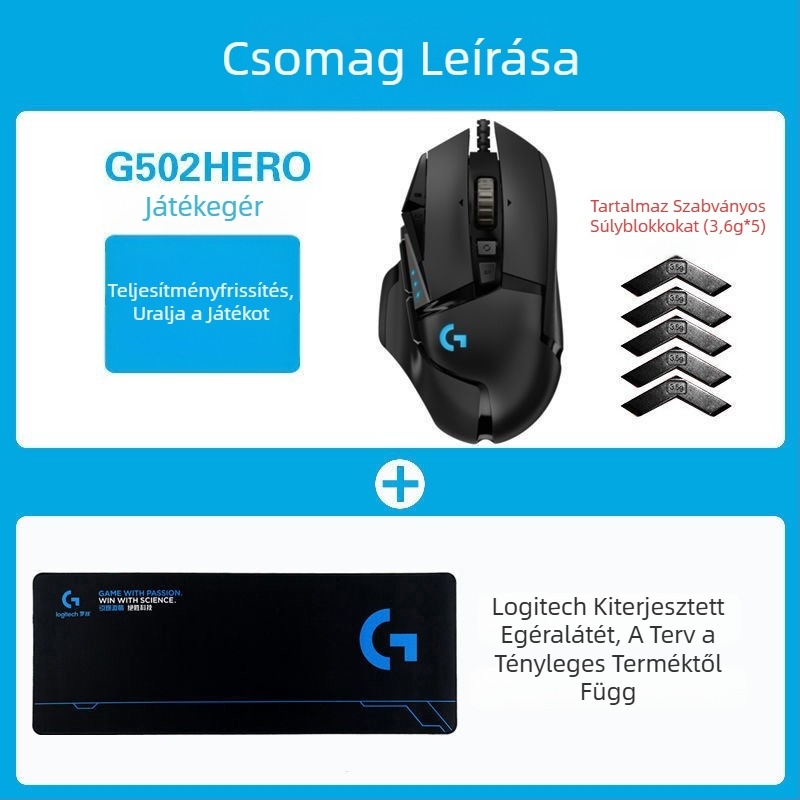 Logitech G502HERO vezetékes játék egér Master SE elektromos verseny mechanikus ellensúly evés csirke cf makró programozás kicsomagolás