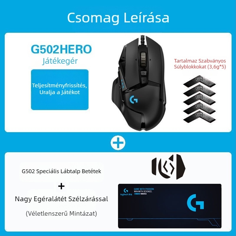 Logitech G502HERO vezetékes játék egér Master SE elektromos verseny mechanikus ellensúly evés csirke cf makró programozás kicsomagolás