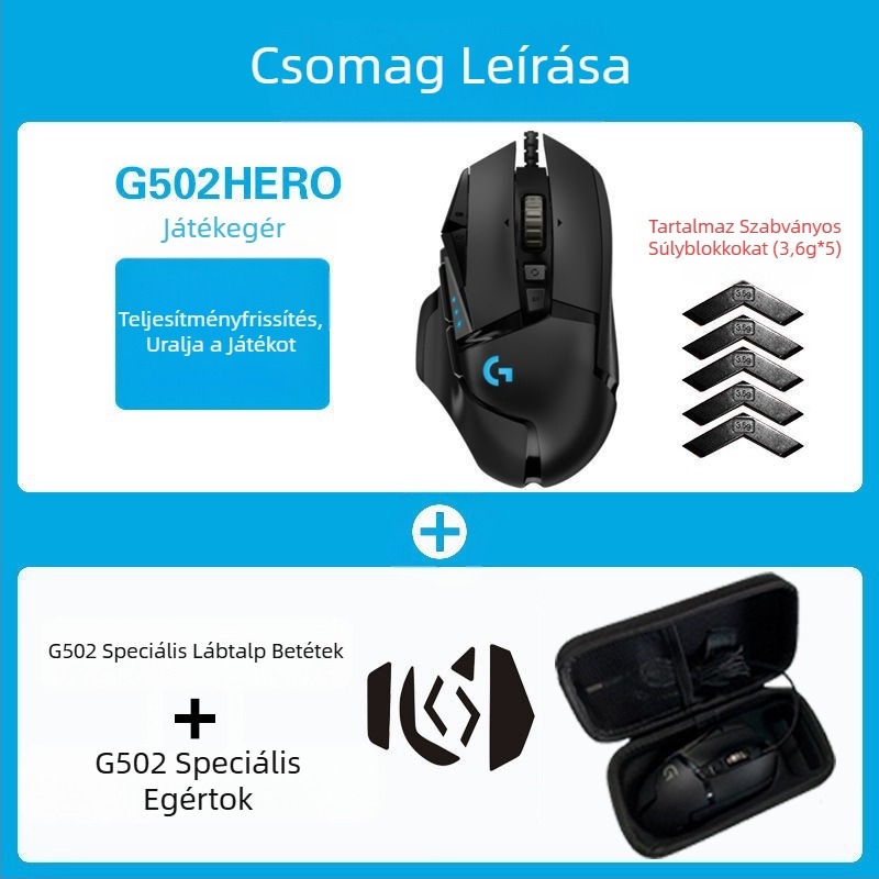 Logitech G502HERO vezetékes játék egér Master SE elektromos verseny mechanikus ellensúly evés csirke cf makró programozás kicsomagolás