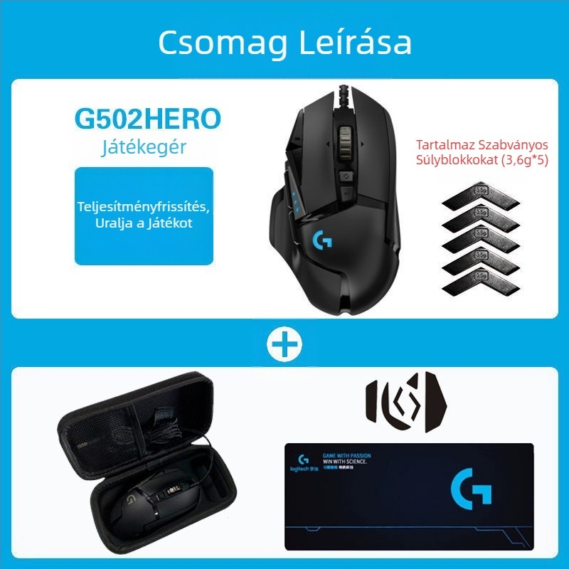 Logitech G502HERO vezetékes játék egér Master SE elektromos verseny mechanikus ellensúly evés csirke cf makró programozás kicsomagolás