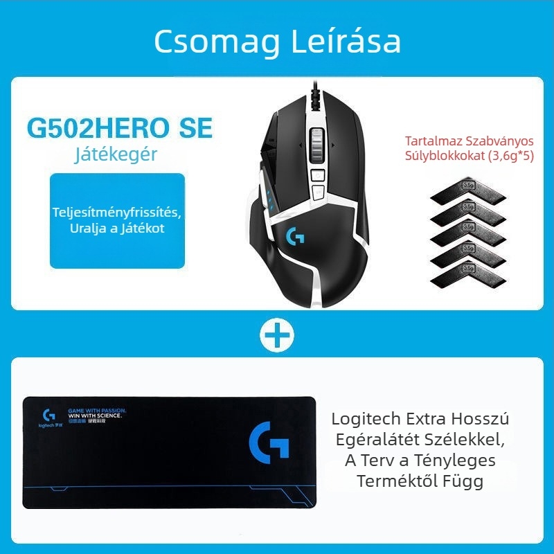 Logitech G502HERO vezetékes játék egér Master SE elektromos verseny mechanikus ellensúly evés csirke cf makró programozás kicsomagolás