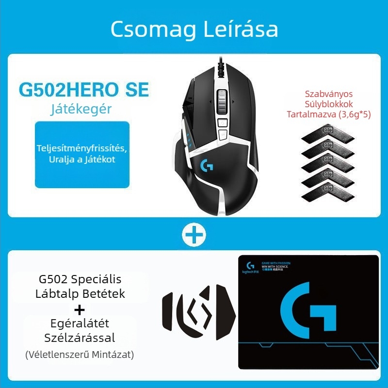 Logitech G502HERO vezetékes játék egér Master SE elektromos verseny mechanikus ellensúly evés csirke cf makró programozás kicsomagolás