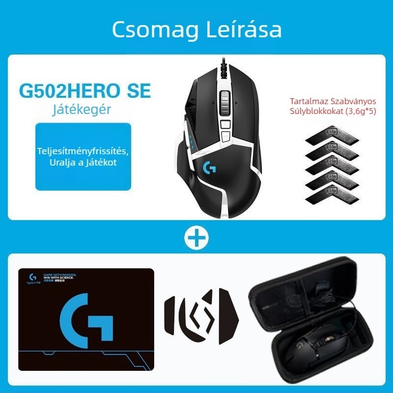 Logitech G502HERO vezetékes játék egér Master SE elektromos verseny mechanikus ellensúly evés csirke cf makró programozás kicsomagolás