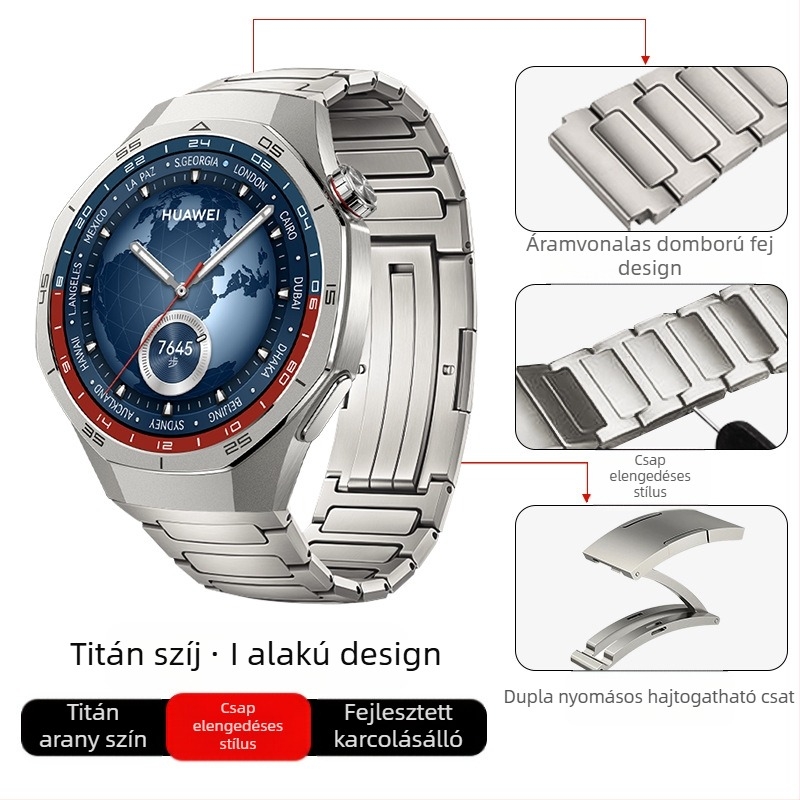 Alkalmas Huawei Gt5/Pro Watch titánötvözet tiszta titán szíjhoz Gt4/Watch5/4/6 üzleti stílusú óraszíjhoz