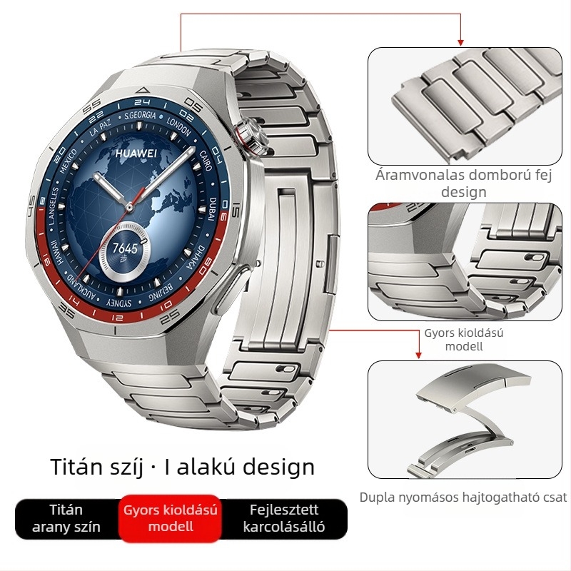 Alkalmas Huawei Gt5/Pro Watch titánötvözet tiszta titán szíjhoz Gt4/Watch5/4/6 üzleti stílusú óraszíjhoz