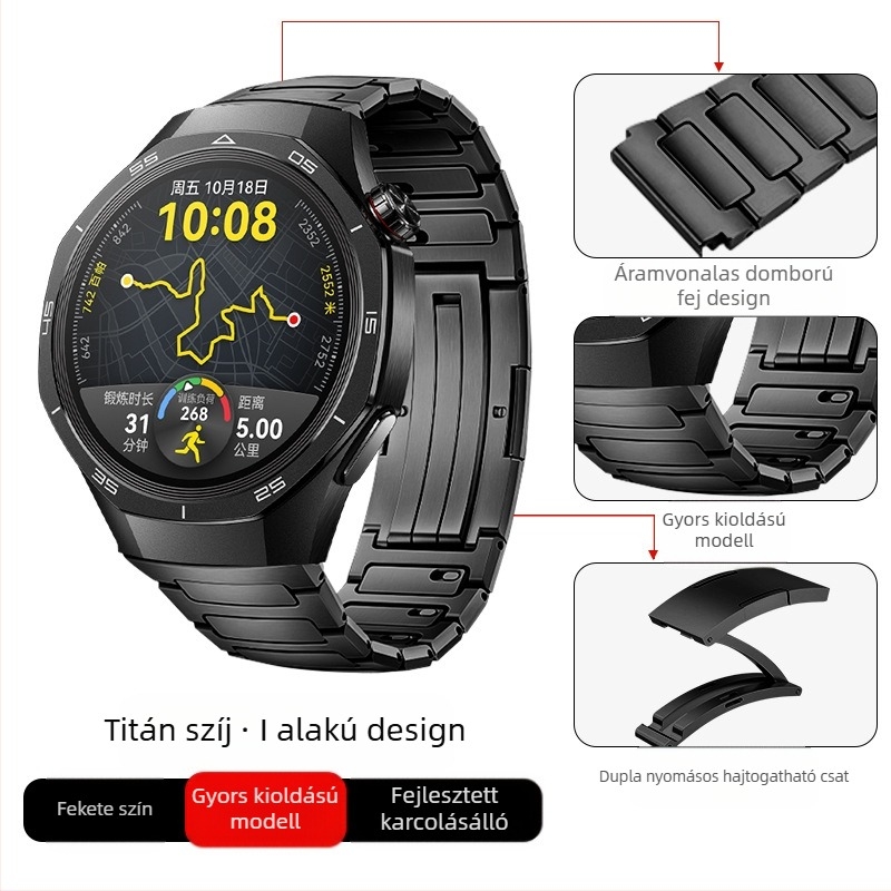 Alkalmas Huawei Gt5/Pro Watch titánötvözet tiszta titán szíjhoz Gt4/Watch5/4/6 üzleti stílusú óraszíjhoz