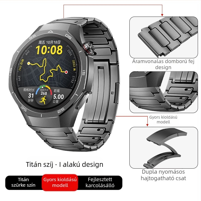 Alkalmas Huawei Gt5/Pro Watch titánötvözet tiszta titán szíjhoz Gt4/Watch5/4/6 üzleti stílusú óraszíjhoz