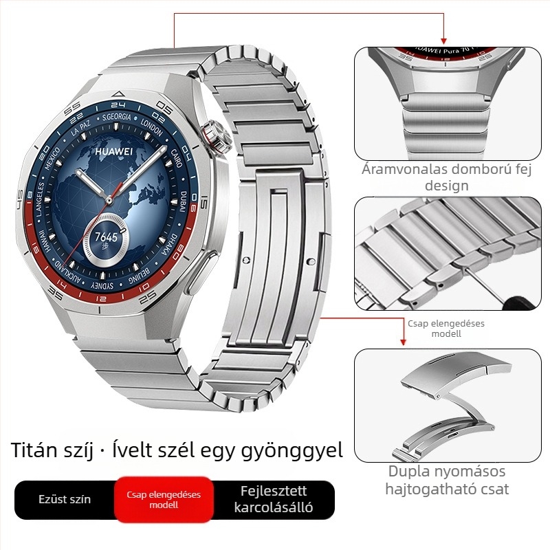 Alkalmas Huawei Gt5/Pro Watch titánötvözet tiszta titán szíjhoz Gt4/Watch5/4/6 üzleti stílusú óraszíjhoz