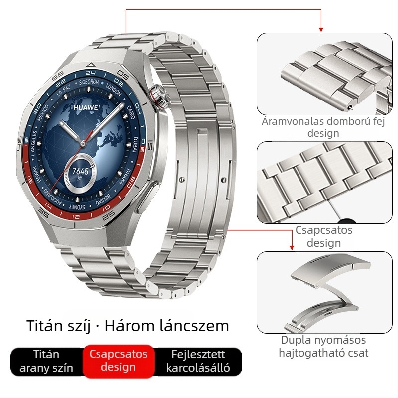 Alkalmas Huawei Gt5/Pro Watch titánötvözet tiszta titán szíjhoz Gt4/Watch5/4/6 üzleti stílusú óraszíjhoz