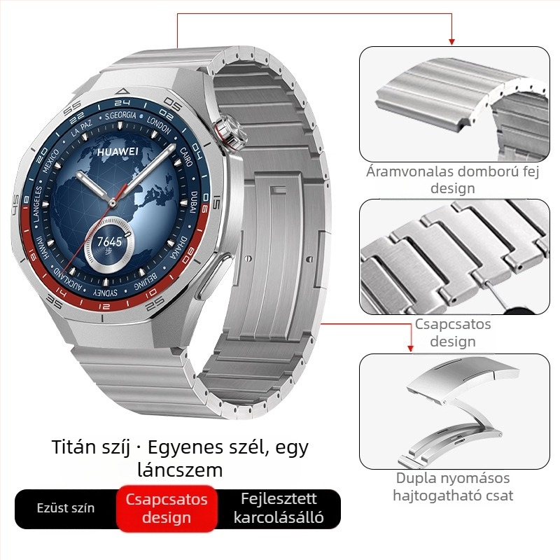 Alkalmas Huawei Gt5/Pro Watch titánötvözet tiszta titán szíjhoz Gt4/Watch5/4/6 üzleti stílusú óraszíjhoz