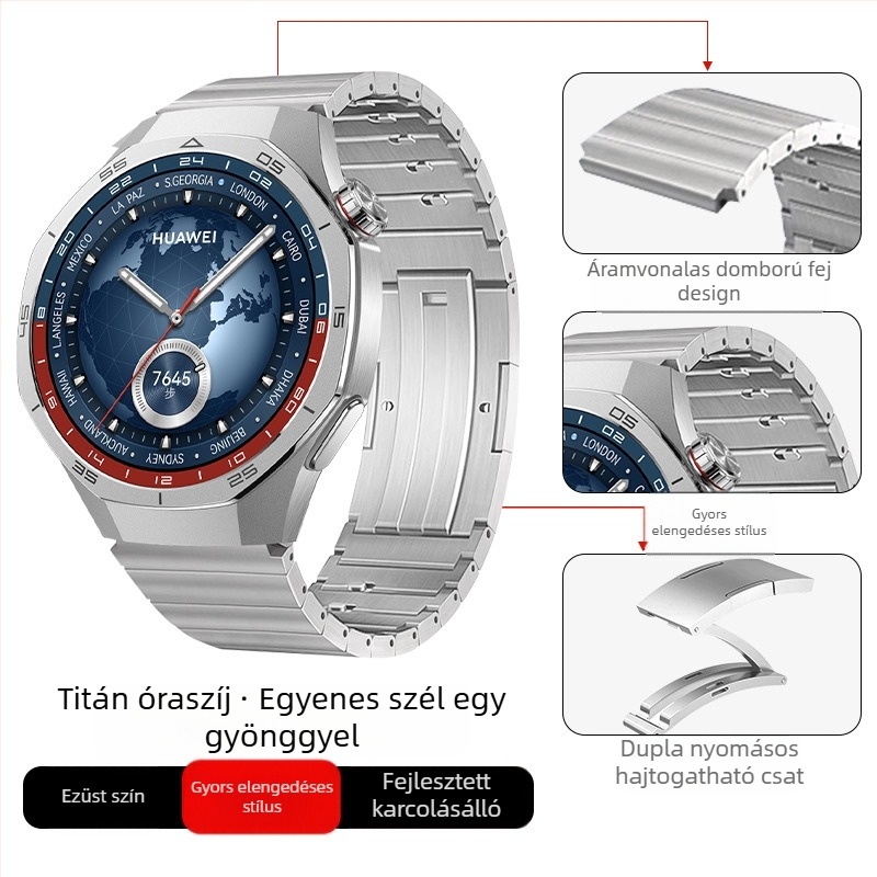Alkalmas Huawei Gt5/Pro Watch titánötvözet tiszta titán szíjhoz Gt4/Watch5/4/6 üzleti stílusú óraszíjhoz