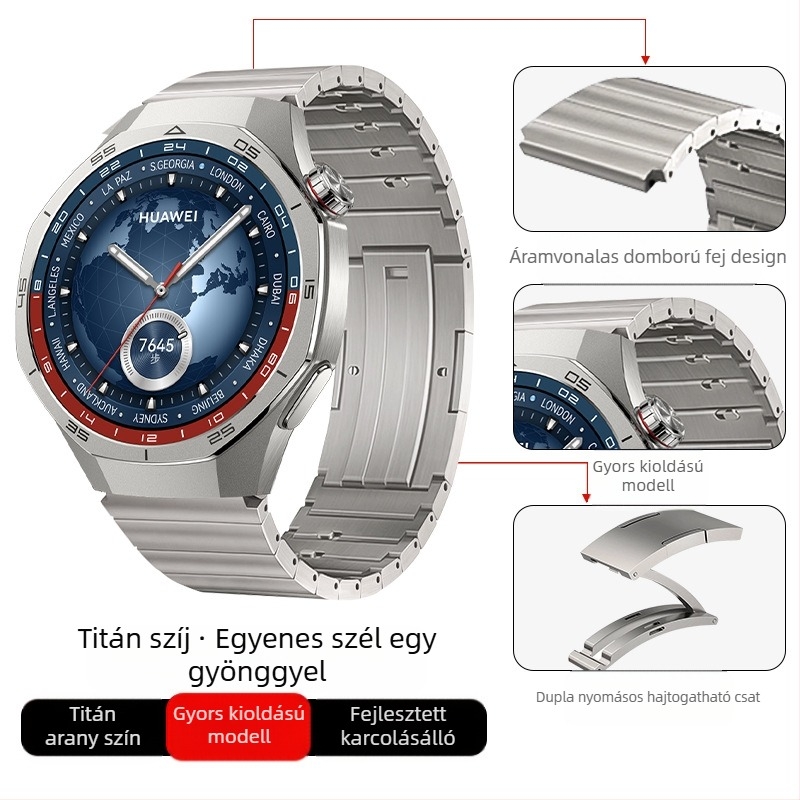 Alkalmas Huawei Gt5/Pro Watch titánötvözet tiszta titán szíjhoz Gt4/Watch5/4/6 üzleti stílusú óraszíjhoz