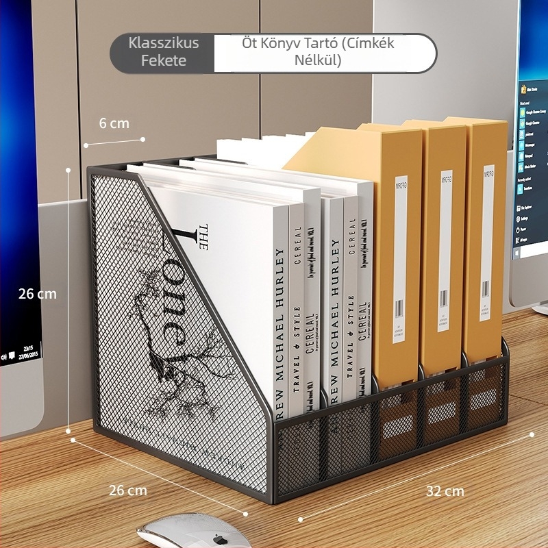 Könyves állvány asztali irattartó fém tároló állvány doboz adattároló többrétegű irattartó mappa irattároló állvány