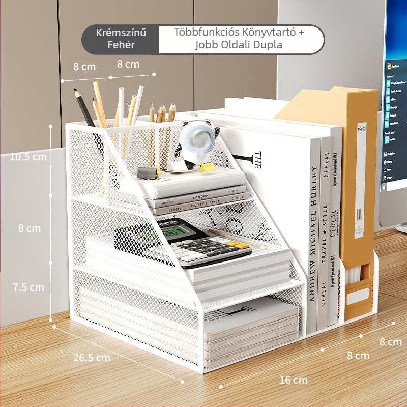 Könyves állvány asztali irattartó fém tároló állvány doboz adattároló többrétegű irattartó mappa irattároló állvány