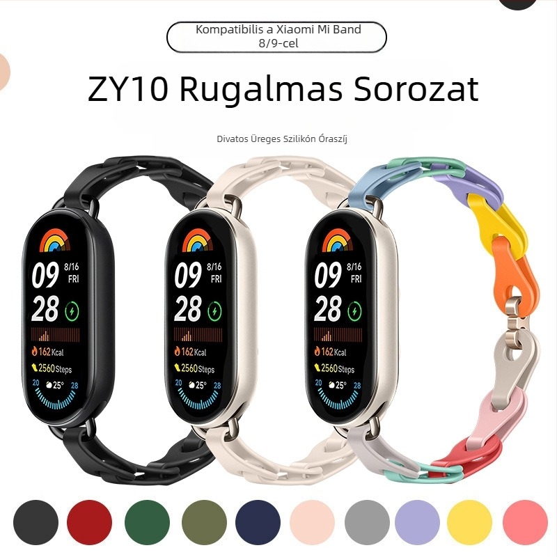 Alkalmas Xiaomi Mi Band 9 óraszíjhoz, divatos kivágott karkötő, szilikon óraszíj, Xiaomi 8 univerzális, privát modell, csere karkötő
