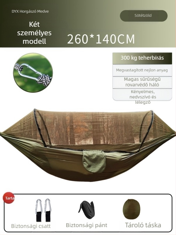 Kemping függőágy kültéri borulásgátló nyári egy- és kétszemélyes kempingtárgy szúnyoghálóval háztartási szúnyogvédelmi hinta függőágy