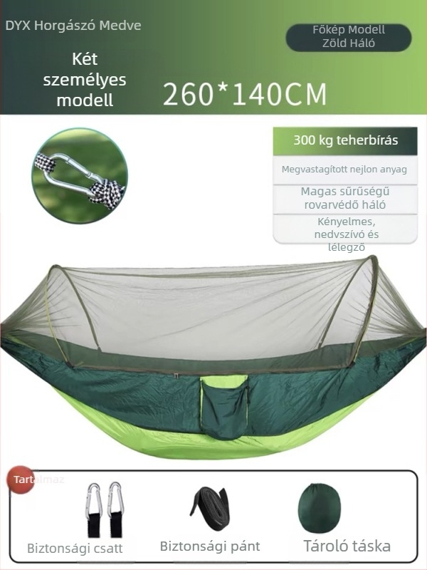 Kemping függőágy kültéri borulásgátló nyári egy- és kétszemélyes kempingtárgy szúnyoghálóval háztartási szúnyogvédelmi hinta függőágy