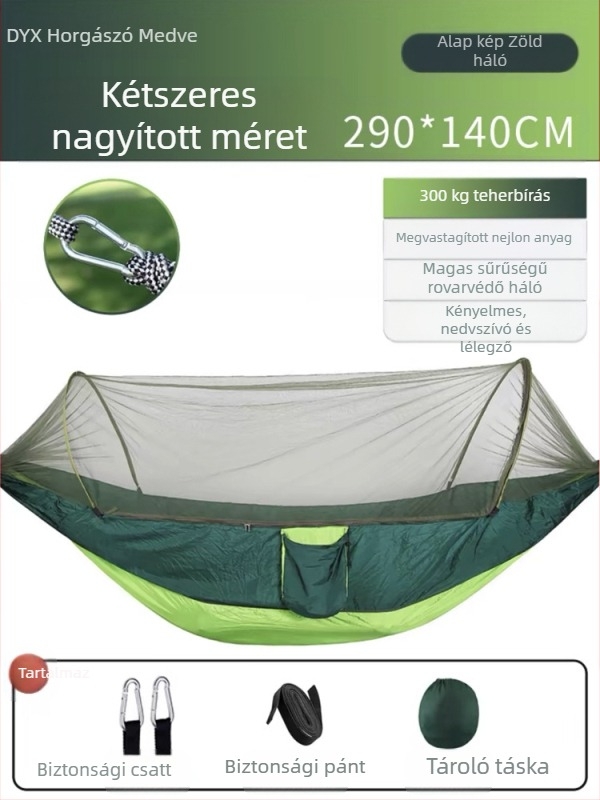 Kemping függőágy kültéri borulásgátló nyári egy- és kétszemélyes kempingtárgy szúnyoghálóval háztartási szúnyogvédelmi hinta függőágy
