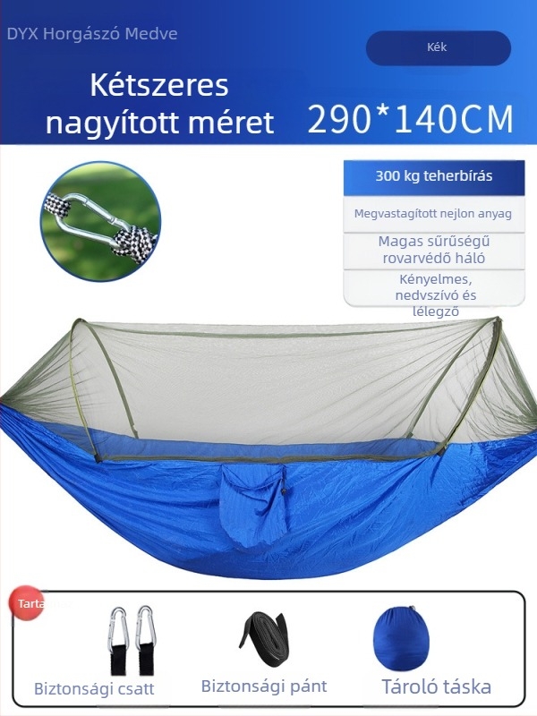 Kemping függőágy kültéri borulásgátló nyári egy- és kétszemélyes kempingtárgy szúnyoghálóval háztartási szúnyogvédelmi hinta függőágy