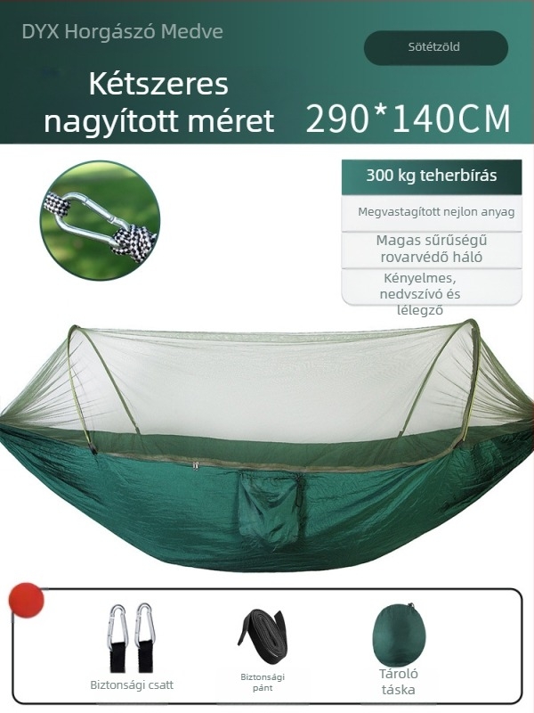 Kemping függőágy kültéri borulásgátló nyári egy- és kétszemélyes kempingtárgy szúnyoghálóval háztartási szúnyogvédelmi hinta függőágy