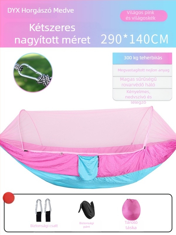 Kemping függőágy kültéri borulásgátló nyári egy- és kétszemélyes kempingtárgy szúnyoghálóval háztartási szúnyogvédelmi hinta függőágy