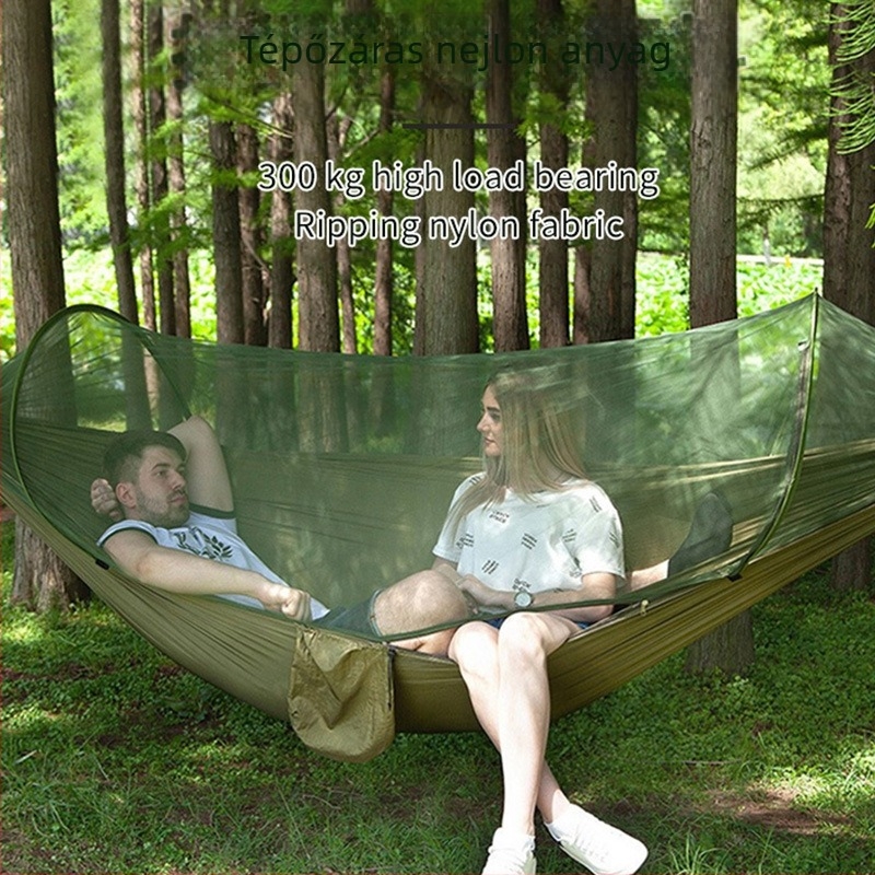 Kemping függőágy kültéri borulásgátló nyári egy- és kétszemélyes kempingtárgy szúnyoghálóval háztartási szúnyogvédelmi hinta függőágy