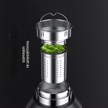 Termoszkanna 316 kültéri nagy kapacitású termosz hordozható termoszkanna autóba teáskannával, szűrővel, tea termoszkanna