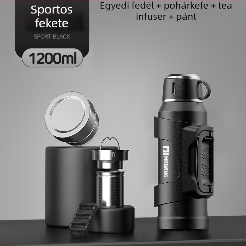 Termoszkanna 316 kültéri nagy kapacitású termosz hordozható termoszkanna autóba teáskannával, szűrővel, tea termoszkanna