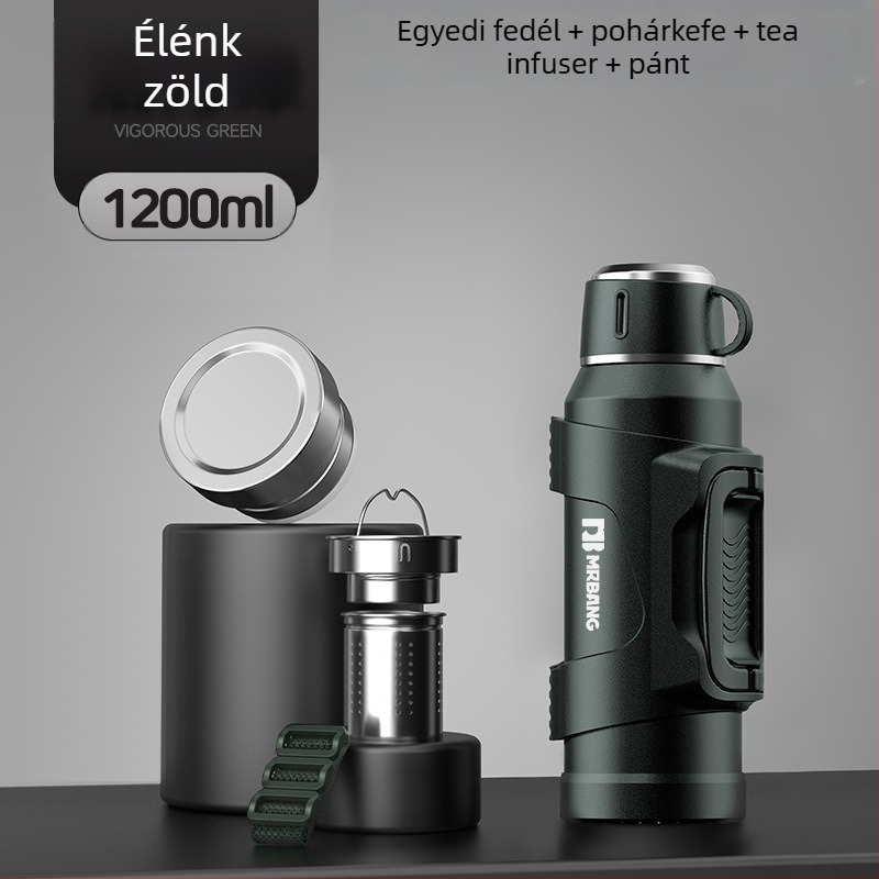 Termoszkanna 316 kültéri nagy kapacitású termosz hordozható termoszkanna autóba teáskannával, szűrővel, tea termoszkanna
