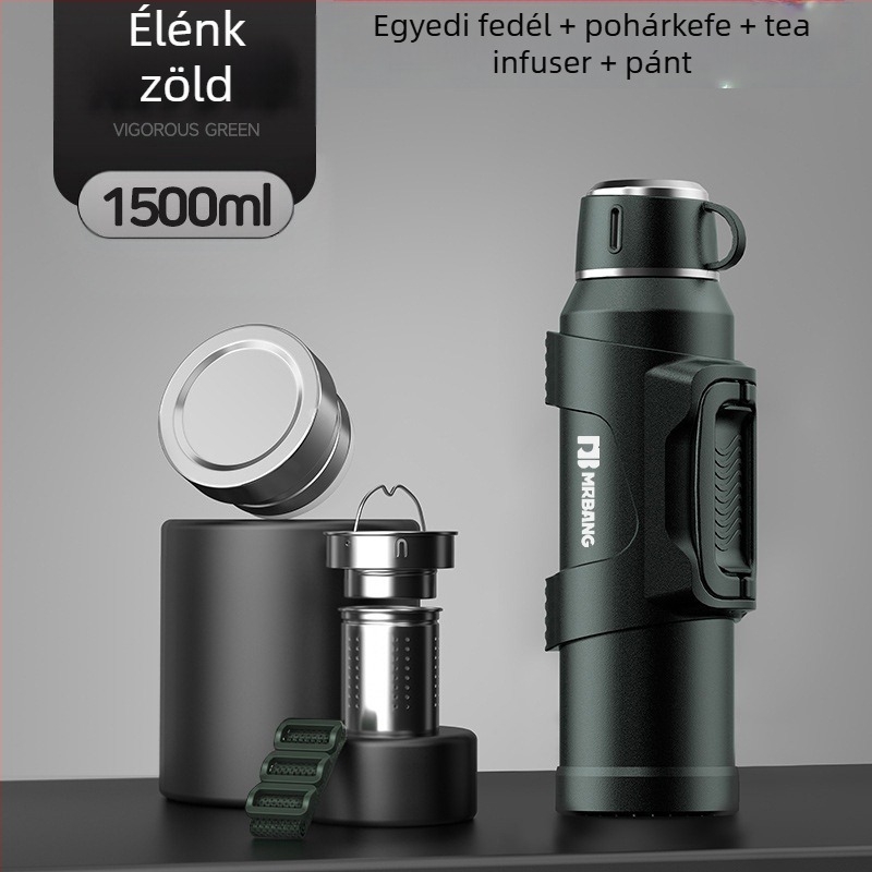 Termoszkanna 316 kültéri nagy kapacitású termosz hordozható termoszkanna autóba teáskannával, szűrővel, tea termoszkanna
