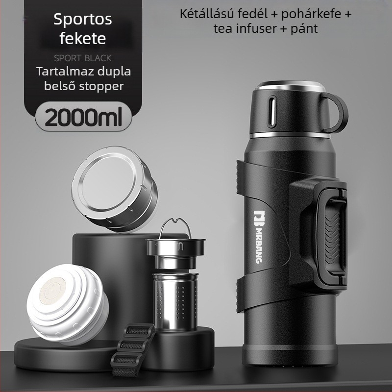 Termoszkanna 316 kültéri nagy kapacitású termosz hordozható termoszkanna autóba teáskannával, szűrővel, tea termoszkanna