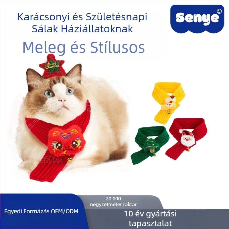 Kisállat újévi gyapjú kutya macska sál ünnepi karácsonyi ruha téli meleg kiskutya születésnapi kisállat sál
