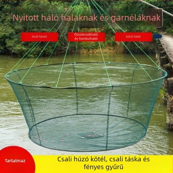 Horgászketrec garnélarák ketrec halháló nyitott összecsukható emelőháló mozgó háló halászháló homárháló halfogás mozgó Zheng kéz dobóháló