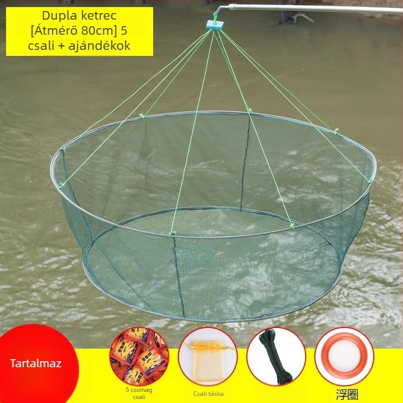 Horgászketrec garnélarák ketrec halháló nyitott összecsukható emelőháló mozgó háló halászháló homárháló halfogás mozgó Zheng kéz dobóháló