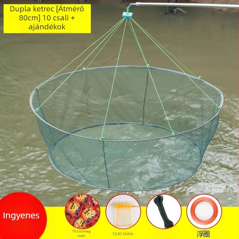 Horgászketrec garnélarák ketrec halháló nyitott összecsukható emelőháló mozgó háló halászháló homárháló halfogás mozgó Zheng kéz dobóháló