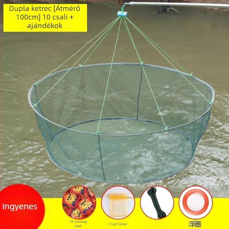 Horgászketrec garnélarák ketrec halháló nyitott összecsukható emelőháló mozgó háló halászháló homárháló halfogás mozgó Zheng kéz dobóháló